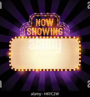 Vintage theatre / cinema sign with lights and room for text. Vector illustration Stock Vector