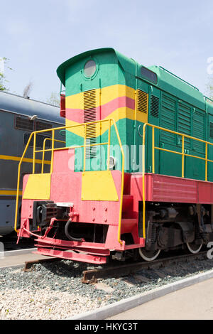 Photo of Russian rail road locomotive in Samara Stock Photo