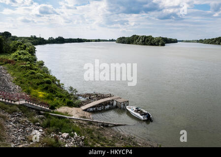 Danube River close to Persina on the border between Romania and Bulgaria Stock Photo