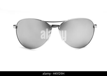 Mirrored aviator sunglasses isolated on white
