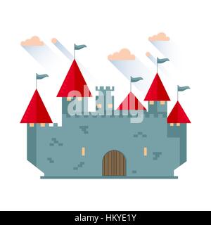 Cartoon fairy tale castle tower icon. Vector illustration Stock Vector