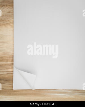 Real Paper Corner Fold on wood background Stock Photo