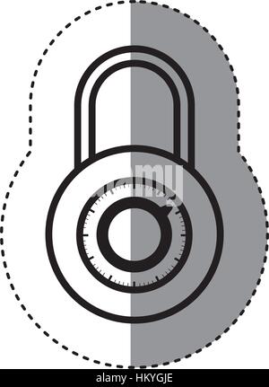 sticker silhouette padlock with circular body and shackle vector illustration Stock Vector