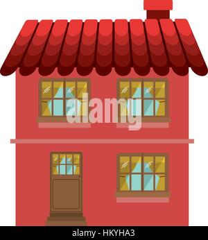 facade confortable house with two floors vector illustration Stock Vector