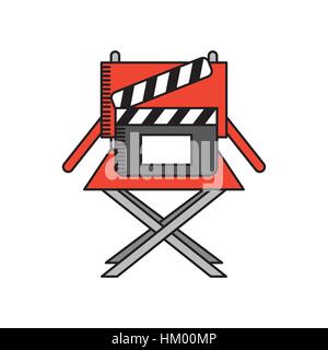 director chair and clapboard icon over white background. movie and cinema concept. colorful design. vector illustration Stock Vector