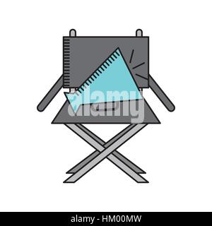 director chair and speaker icon over white background. cinema and movie concept. colorful design. vector illustration Stock Vector