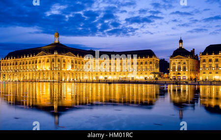 Place de la Bourse at night , Bordeaux Stock Photo