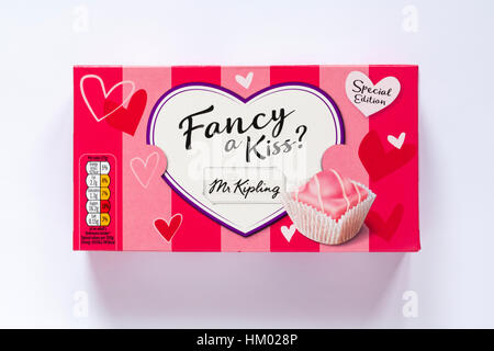 Packet of Fancy a Kiss Fondest Fancies cakes by Mr Kipling just in time for Valentines day isolated on white background Stock Photo