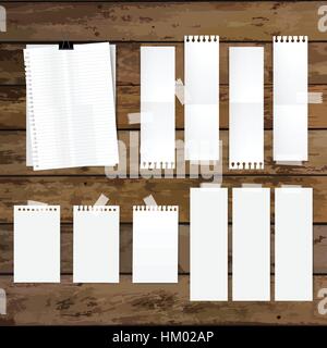 Collection of various white papers, ready for your message. Vector illustration. Stock Vector