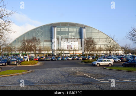 Xscape centre in Milton Keynes, England featuring an indoor ski slope, shops, restaurants and cinema complex Stock Photo