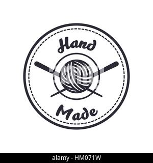 emblem of hand made concept with Thread Spool icon over white background. vector illustration Stock Vector