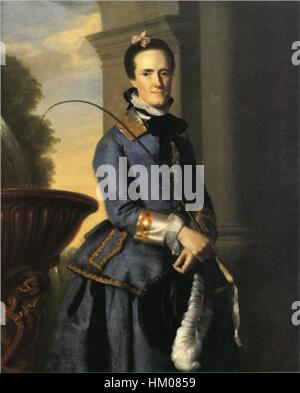 This 1764 portrait by John Singleton Copley depicts Mrs. Epes Sargent II. It is a fine example of Copley's skill in capturing the dignity and elegance of American colonial society, with detailed attention to fabric and facial expression, making it a classic portrait of the era. Stock Photo