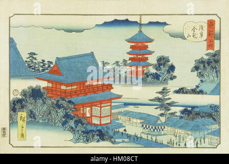 Kinryuzan Temple in Asakusa from the series Famous Places in the Eastern Capital by Hiroshige II Stock Photo