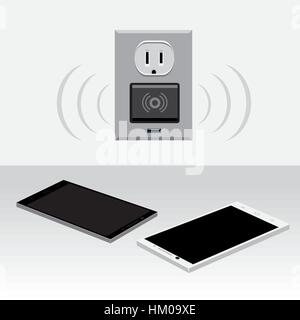 smartphone wireless charge Stock Vector