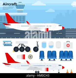 Modern aicraft standing in the airport Stock Vector