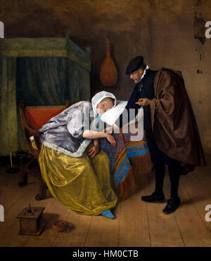 The Sick Woman, by Jan Steen, circa 1663-6, oil on canvas, Rijksmuseum, Amsterdam, Netherlands, Europe, Stock Photo