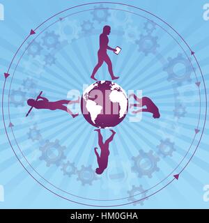Human Evolution into present modern / digital world. Stock Vector