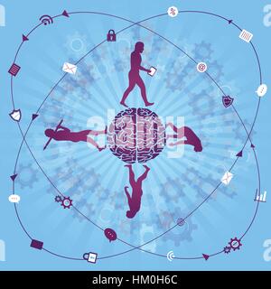 Human Evolution into present modern / digital world. Stock Vector
