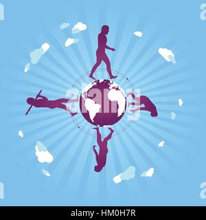 Human Evolution into present modern / digital world. Stock Vector