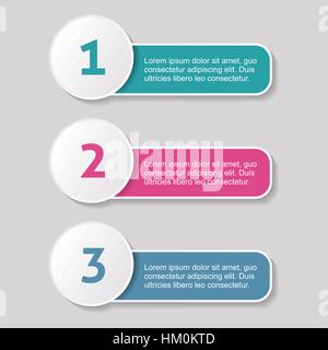 Vector colorful one two three steps progress banners Stock Vector