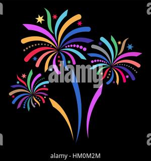 Beautiful colorful vector firework isolated on black background Stock Vector
