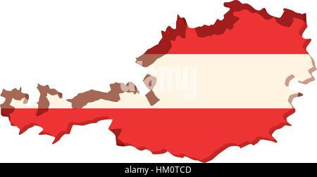 silhouette map of austria and colors flag inside vector illustration Stock Vector