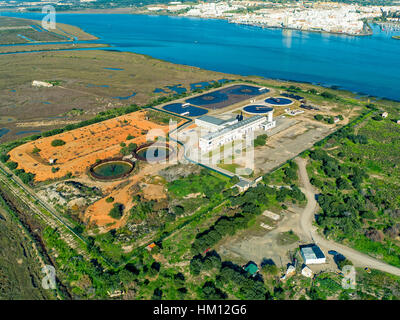 Aerial View of the Sewage Treatment Plant, old and new Stock Photo