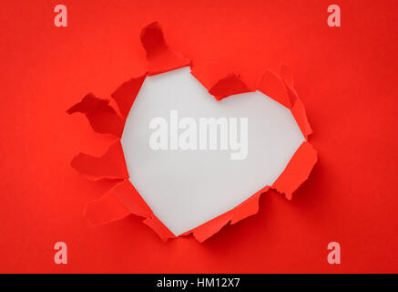 Heart Torn paper with space for text Stock Photo