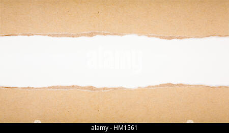 ripped in brown paper on white background Stock Photo