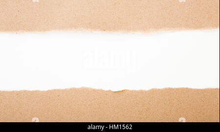 ripped in brown paper on white background Stock Photo