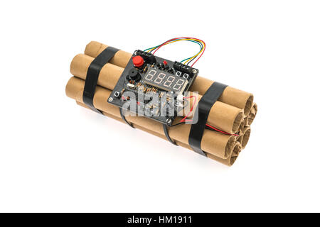 bomb with digital countdown timer isolated on white background Stock ...