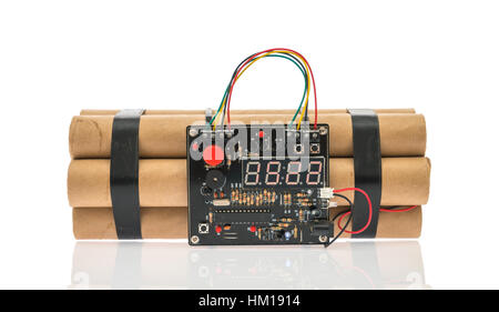 bomb with digital countdown timer isolated on white background Stock ...