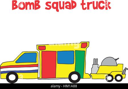 Bomb squad truck collection stock Stock Vector