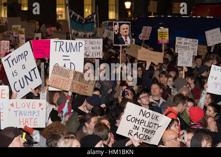 London, UK. 30th Jan, 2017. Thousands of protesters converge on Downing Street, to protest against Donald Trump's controversial travel ban. Credit: adrian looby/Alamy Live News Stock Photo