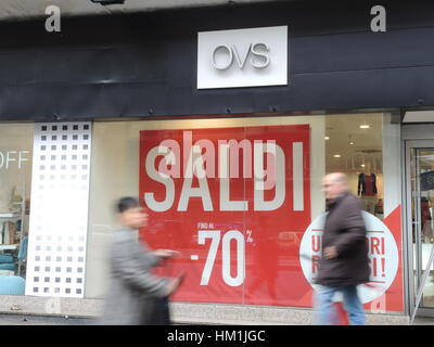 View of the Italian discount textile shop OVS in Rome, Italy on 31, January 2017. OVS wants to open branches in Germany in the coming year. Photo: Lena Klimkeit/dpa Stock Photo