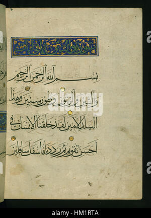 Iranian - Leaf from Qur'an - Walters W56232B - Full Page Stock Photo