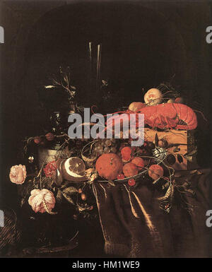 Jan Davidsz. de Heem - Still-Life with Fruit, Flowers, Glasses and Lobster - WGA11282 Stock Photo