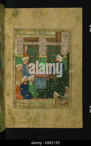 Hafsid Manuscript A detailed illustration from a manuscript of Hafiz, showing the right ...