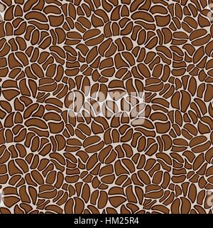 Seamless pattern made up of coffee beans in brown. Stock Vector