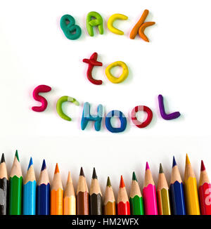 Writing "à¸ºBack to School" from colorful clay Stock Photo