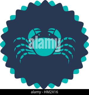 stamp border with silhouette crayfish vector illustration Stock Vector