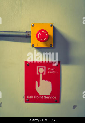 Call point service Button  ( Filtered image processed vintage effect. ) Stock Photo