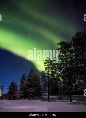 Northern lights in Urho Kekkonen national park, Finland Stock Photo