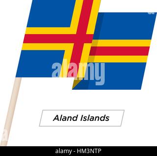 Aland Island Ribbon Waving Flag Isolated on White. Vector Illustration. Stock Vector