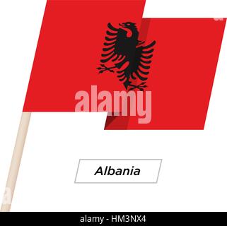 Albania Ribbon Waving Flag Isolated on White. Vector Illustration. Stock Vector