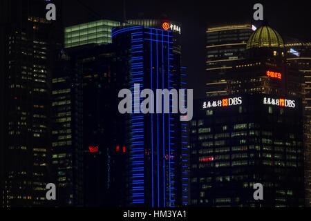 Shanghai, China - April 1, 2014 Pudong district in the eastern part of the city of Shanghai. It is the financial and commercial center of China. Stock Photo