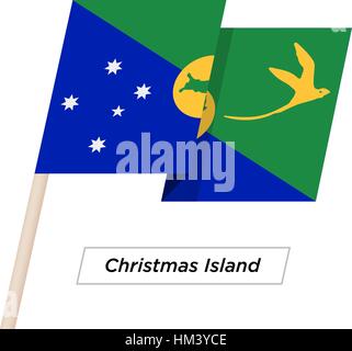Christmas Island Ribbon Waving Flag Isolated on White. Vector Illustration. Stock Vector