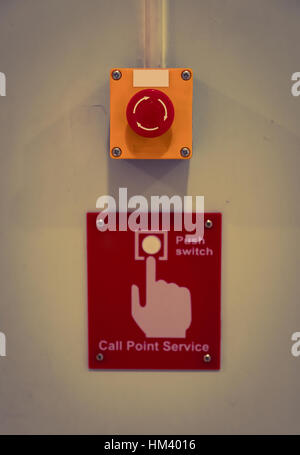 Call point service Button ( Filtered image processed vintage effect. ) Stock Photo