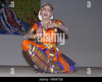 Bharata natyam performer during Onam festival, Trivandrum , Kerala, India Stock Photo