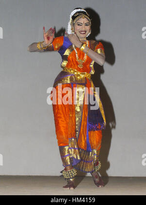 Bharata natyam performer during Onam festival, Trivandrum , Kerala, India Stock Photo